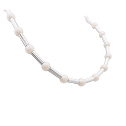 Collier Poiray "Fuseau", or blanc, perles.
