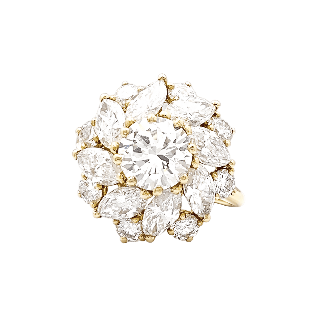 Bague Cartier, "Marguerite", diamants central 1,57 carat, or jaune.
