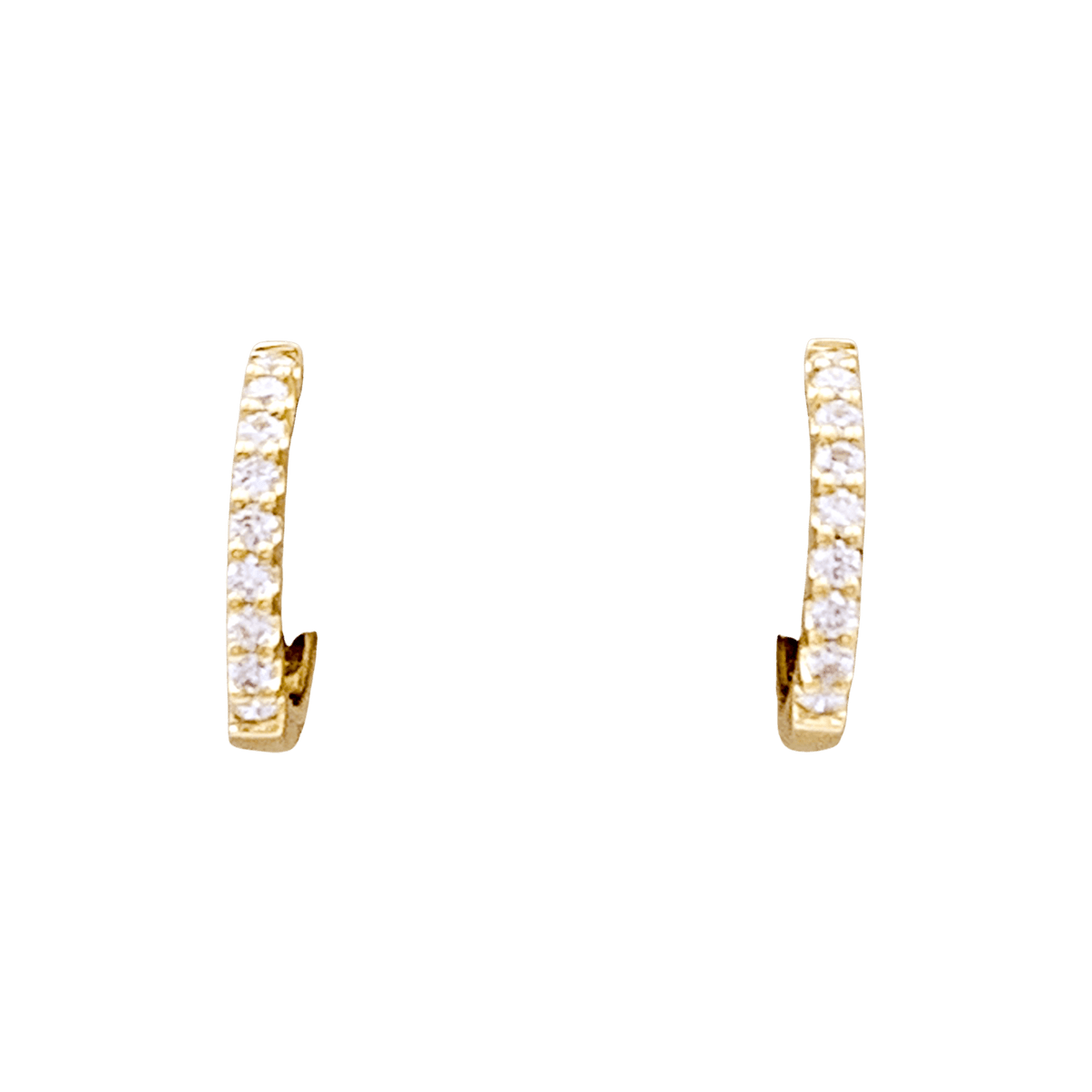 Paire de petites créoles en or jaune, diamants.