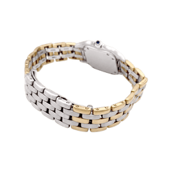 Montre Cartier, "Panthère", acier et or jaune trois rangs.