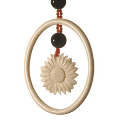 Long Sautoir Ivoire, onyx, Corail ancien - Castafiore