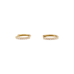 Paire de petites créoles en or jaune, diamants.