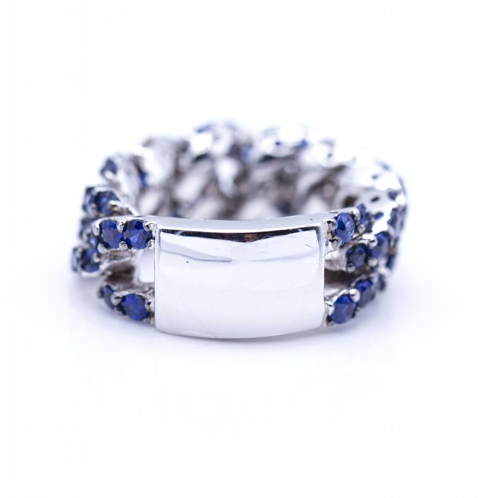 Lunette en or blanc avec diamants et saphirs - Castafiore