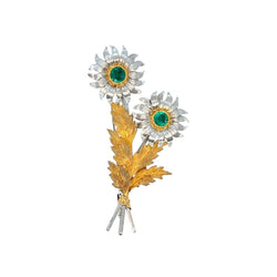 M. Buccellati Sunflowers Emerald Brooch - Castafiore