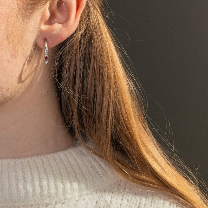 Mauboussin Boucles d'oreilles Créoles Capsule d'émotions Or blanc Rubis - Castafiore