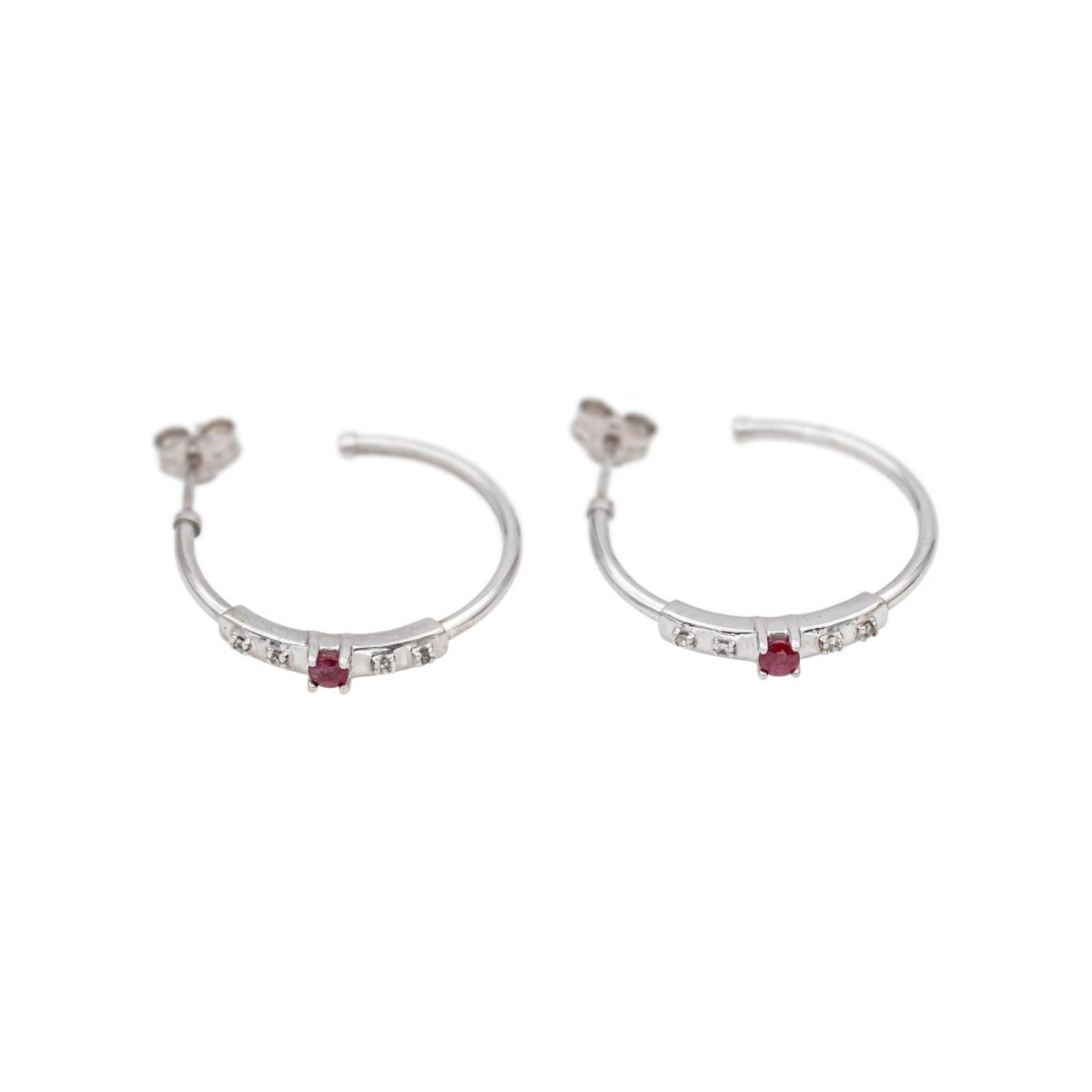 Mauboussin Boucles d'oreilles Créoles Capsule d'émotions Or blanc Rubis - Castafiore