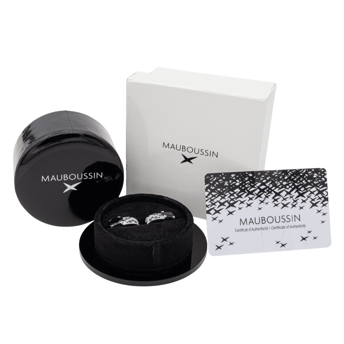 Mauboussin Boucles d'oreilles Nuit d'Amour Or blanc Saphir - Castafiore