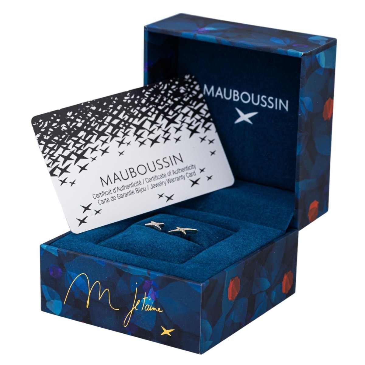 Mauboussin Boucles d'oreilles Puces French Valentine Or blanc Diamant - Castafiore