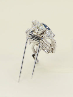 MAUBOUSSIN Broche or blanc saphir diamants taille ancienne - Castafiore