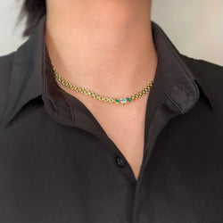 Necklace - Yellow Gold, diamond and Emeralds