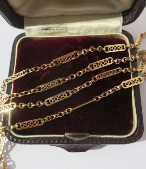 Antique chain necklace, rose gold filigree
