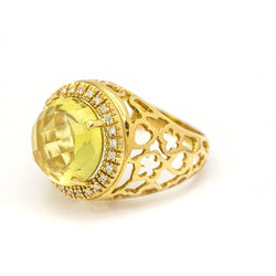 Bague en diamant et quartz citron