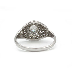 Bague dôme art deco or blanc 750 et diamants