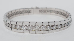 Bracelet rivière ancien en or blanc et diamants