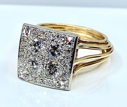 Ring in yellow gold, white gold and diamonds