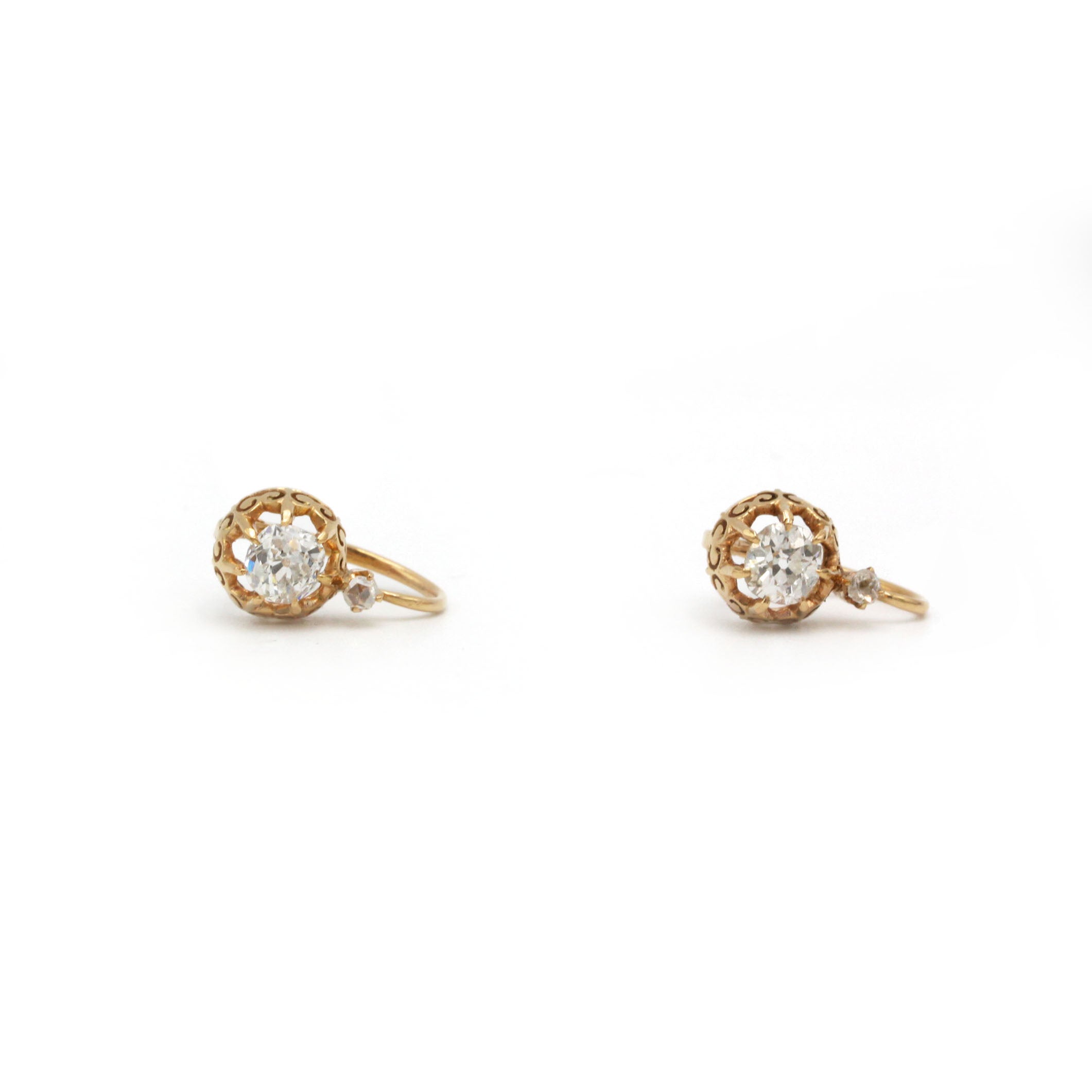 Boucles d'oreilles Dormeuses - Or rose & Diamants