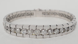 Bracelet rivière ancien en or blanc et diamants