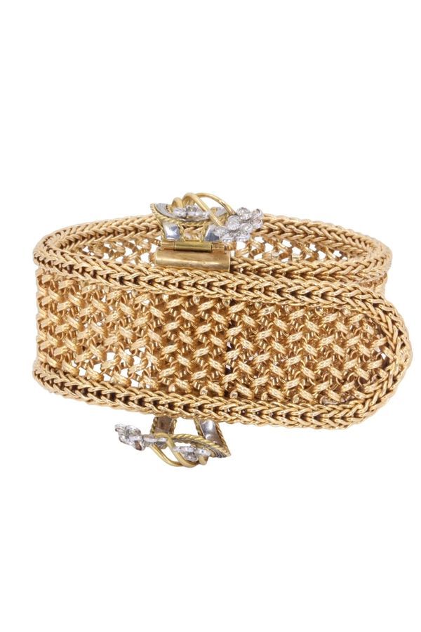 Bracelet manchette Ceinture en or jaune et diamants