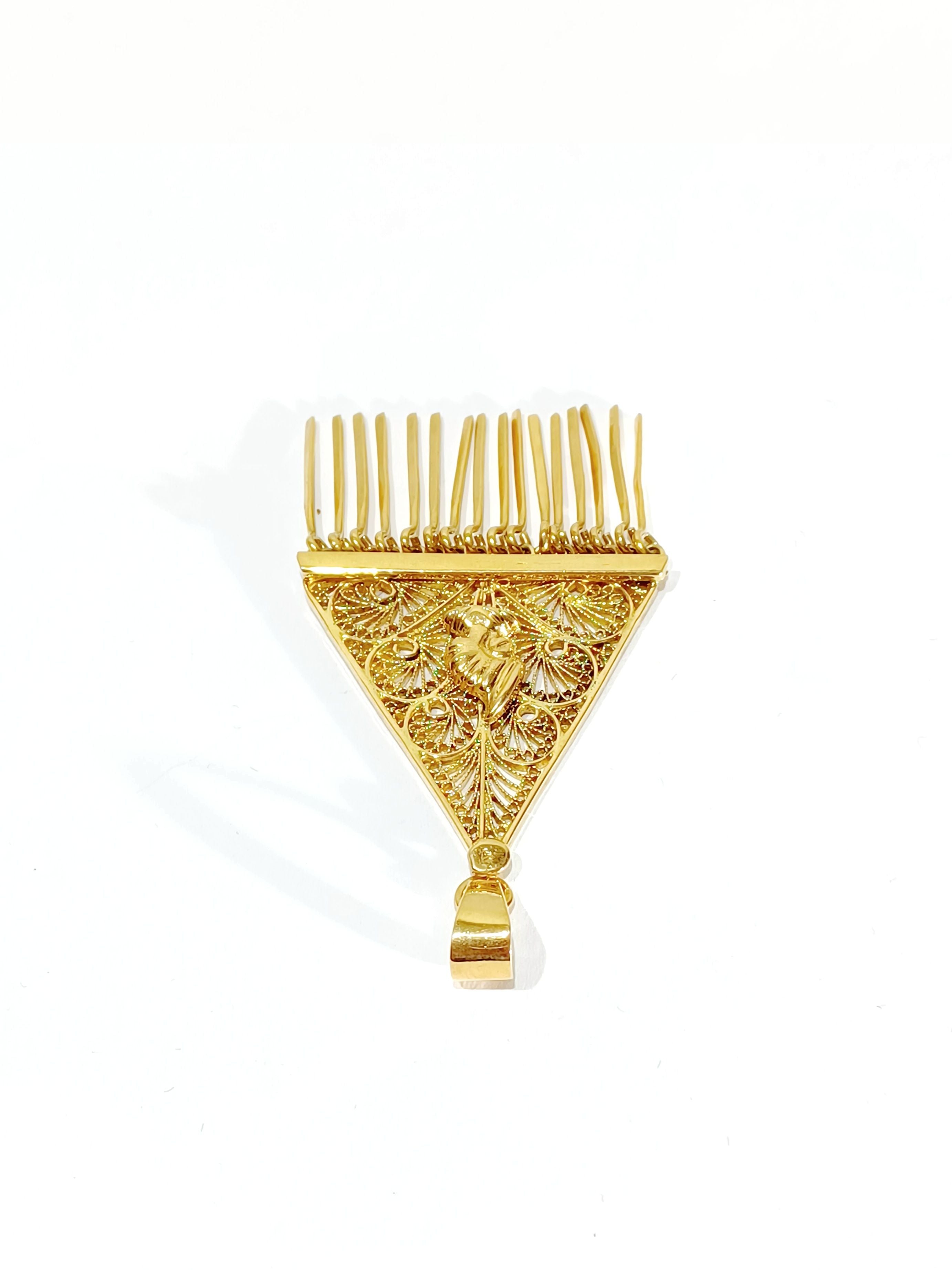 Pendentif En Or Champagne Filigrané