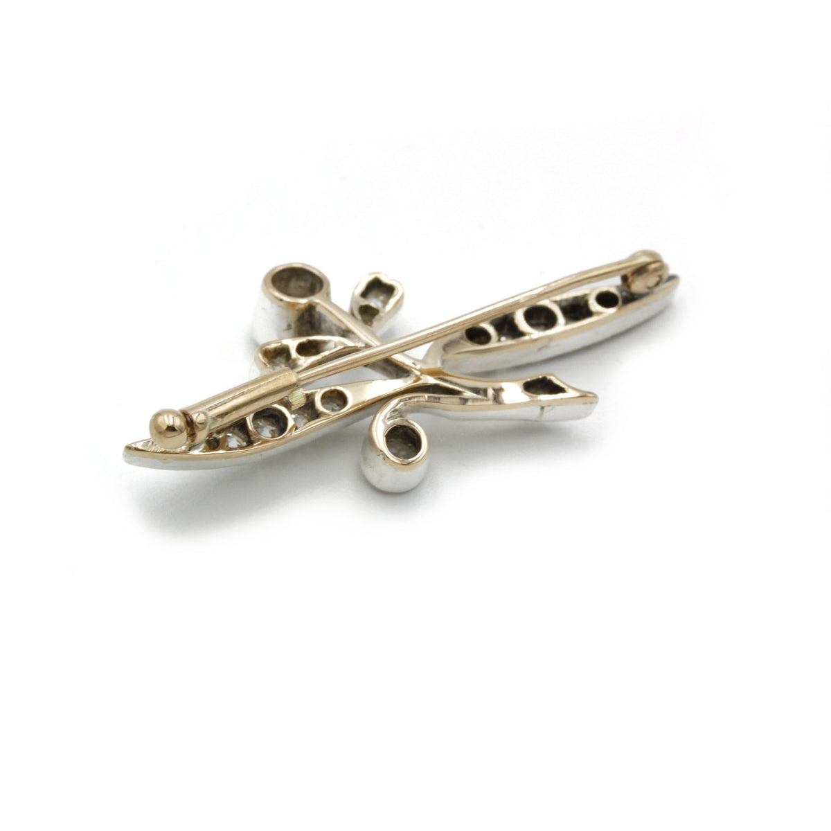 Broche - Or, Argent & diamants