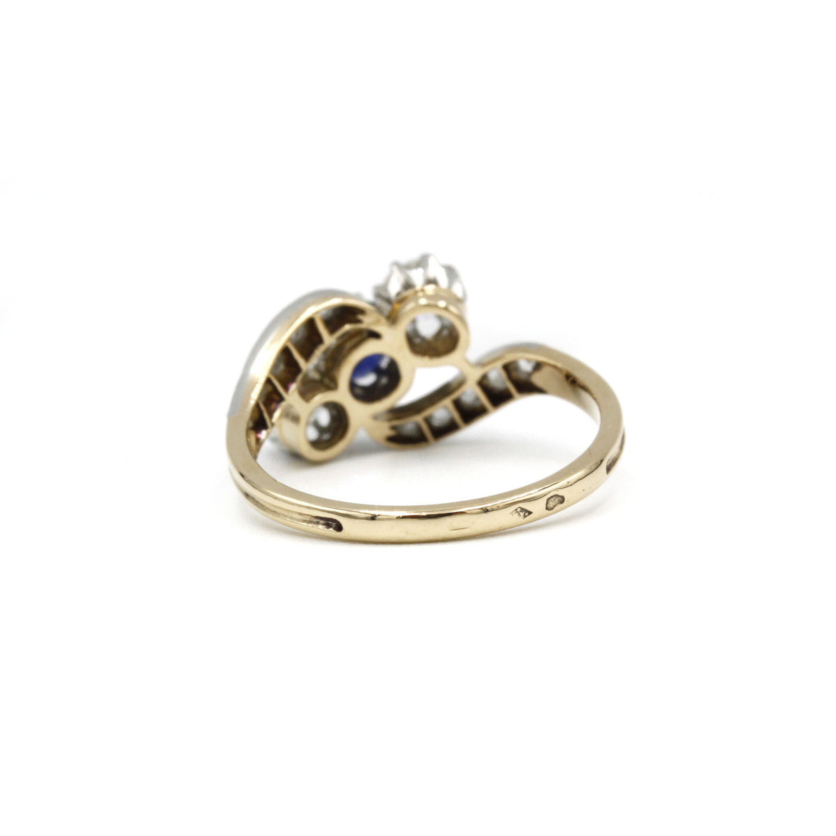Bague - Or, Platine, Saphir & Diamants