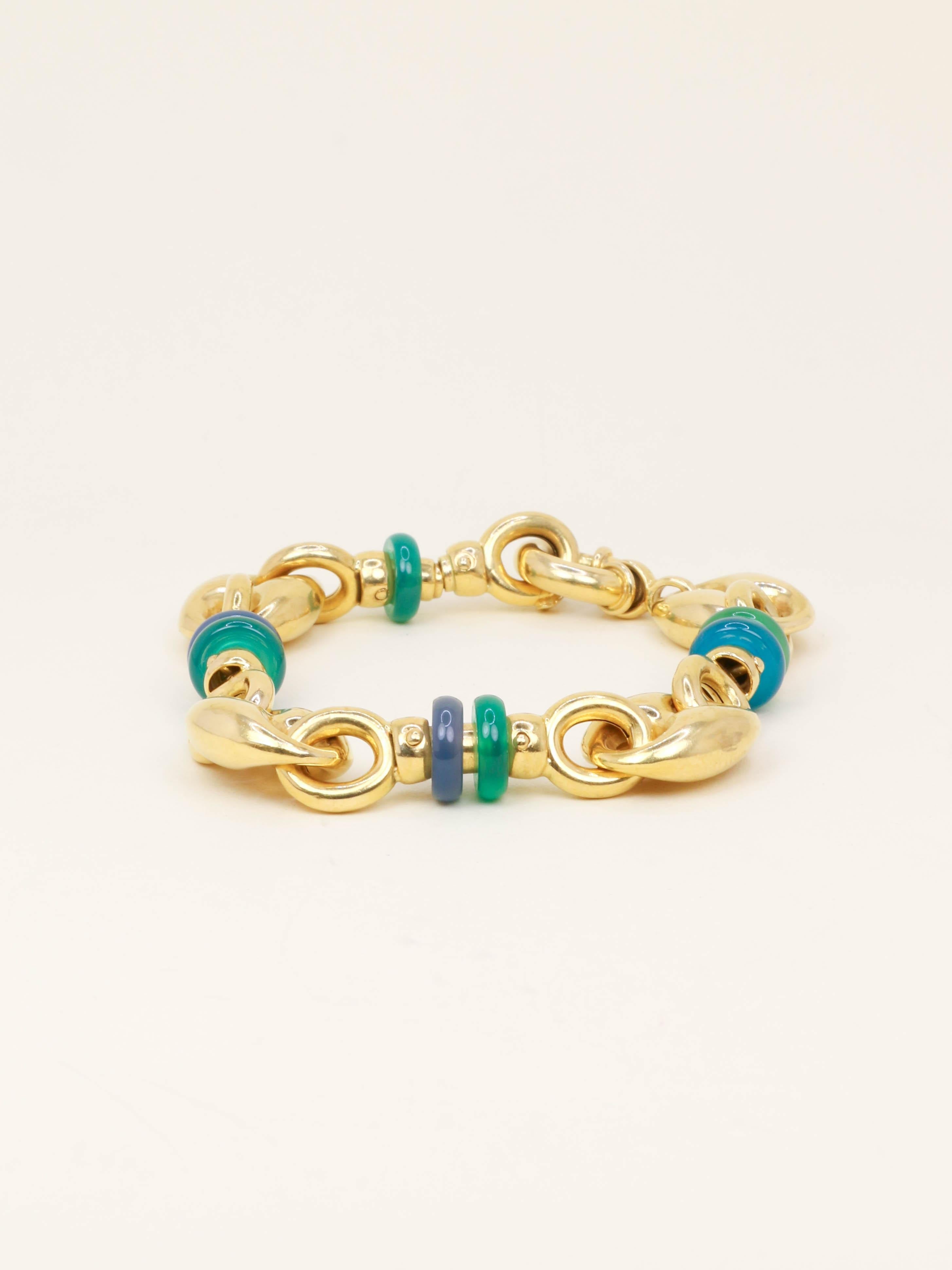 Bracelet maille grain de café or jaune agate