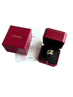 CARTIER Panthère "Toi &amp; Moi" ring in yellow gold, black lacquer, tsavorites and onyx