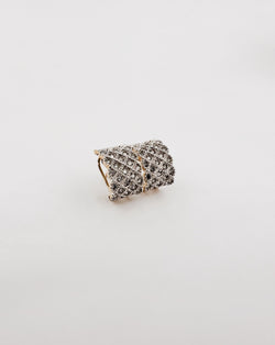 Boucles d'oreilles Pavées en or jaune et blanc et diamants