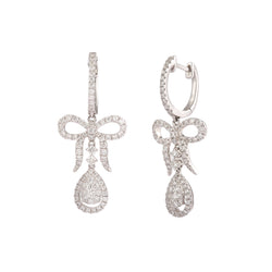 Boucles d'oreilles Dormeuses nœuds en or gris et diamants