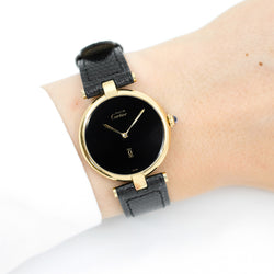 Montre CARTIER Vendôme Must grand modèle en plaqué or et argent