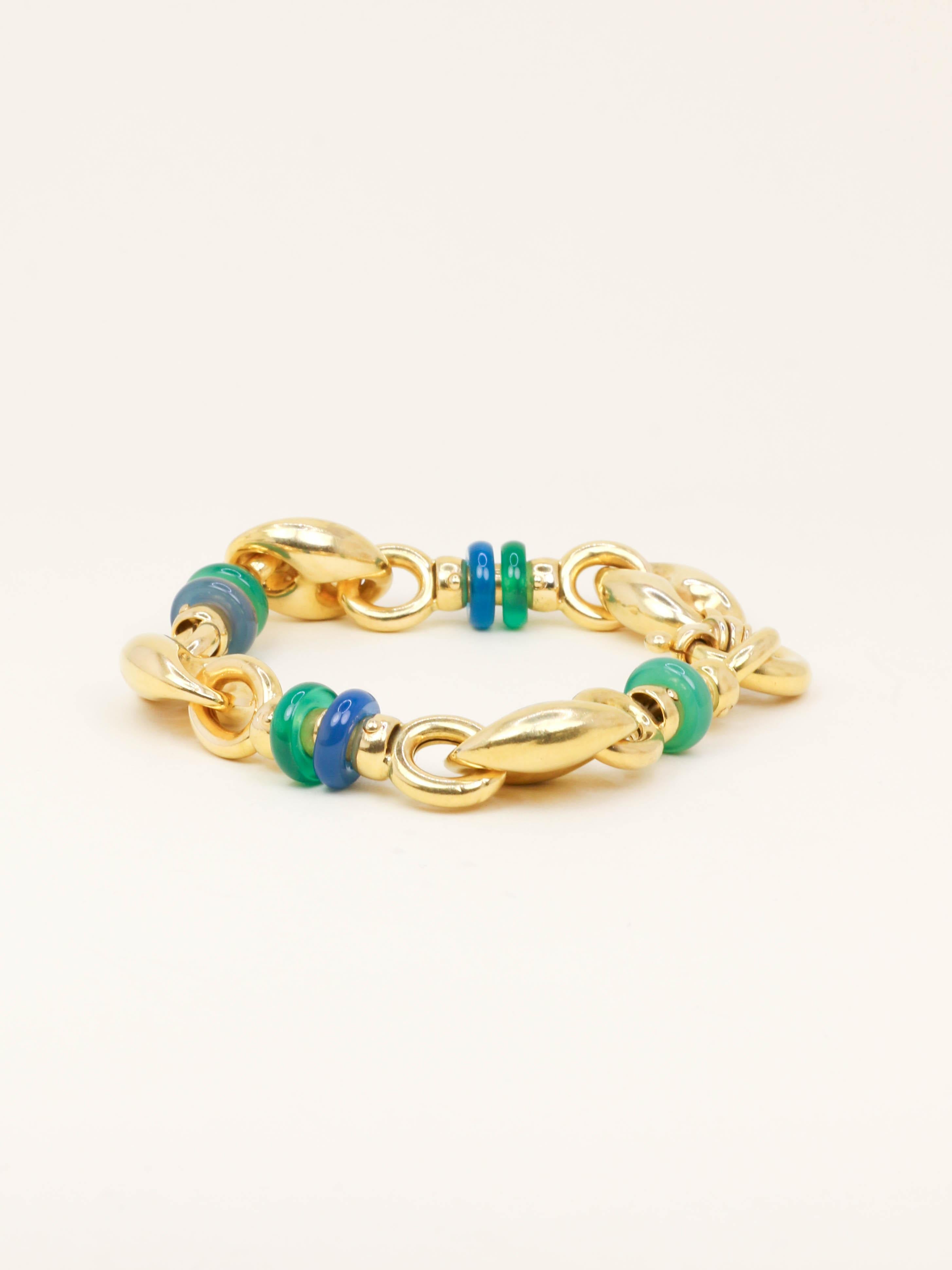 Bracelet maille grain de café or jaune agate