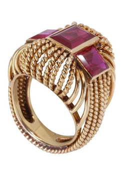 Bague cocktail années 60' rubis en or jaune