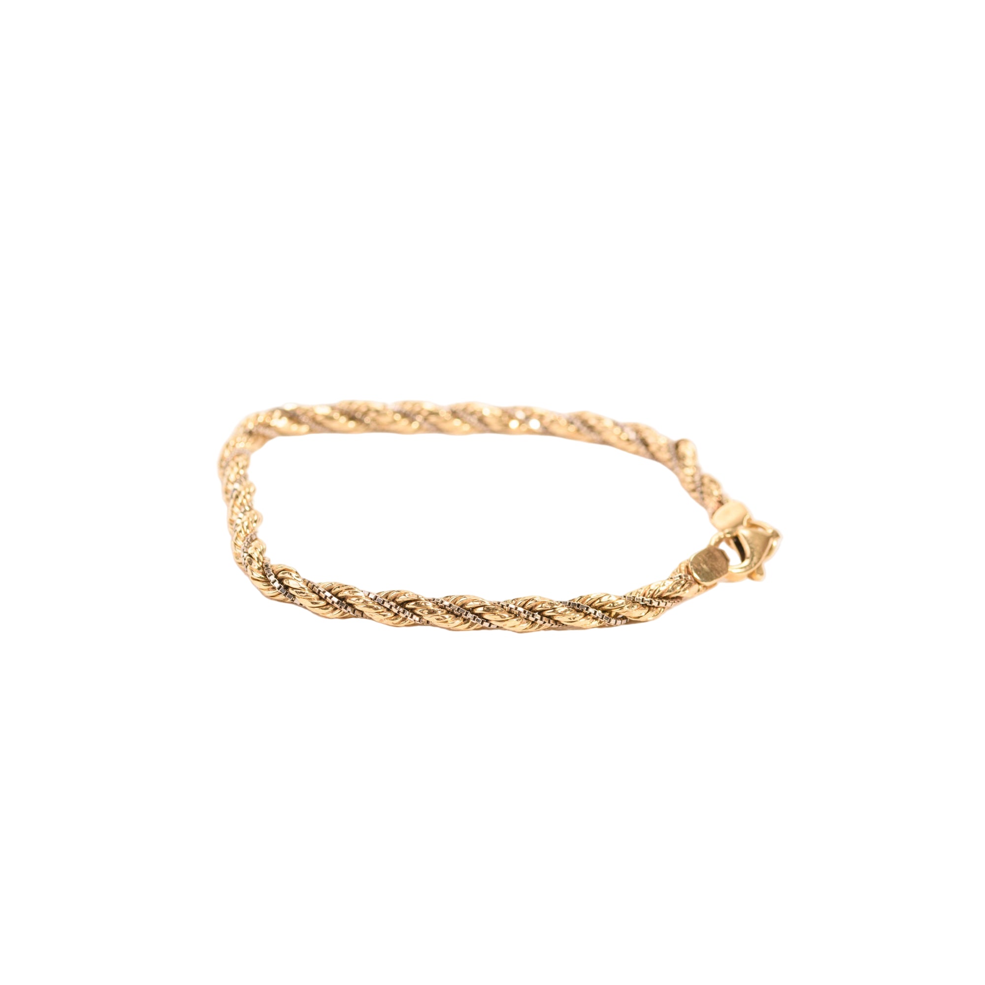 Bracelet Souple mailles corde et vénitienne or deux tons