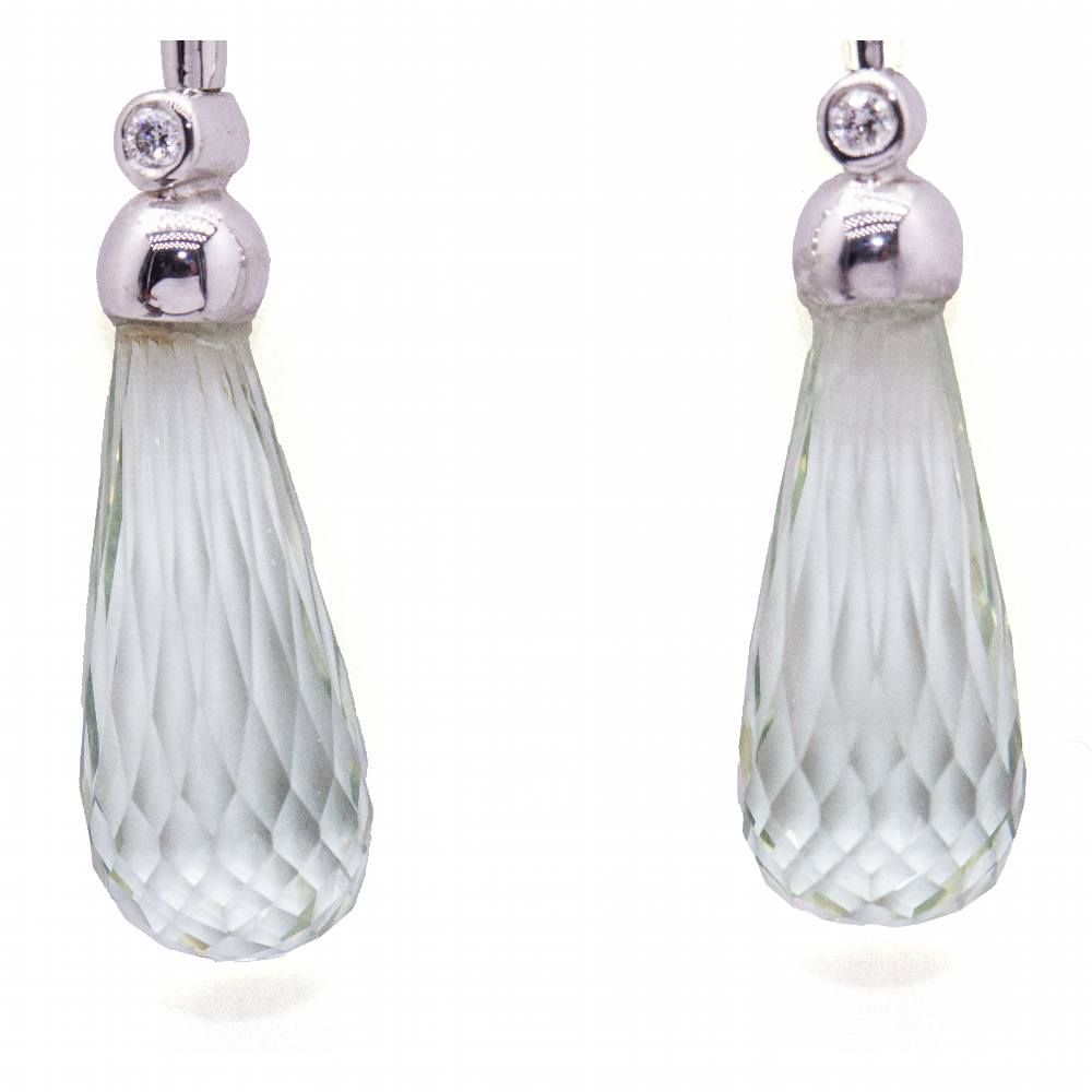 Boucles d'oreilles or blanc et diamants PRASIOLITE