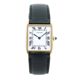 Montre CARTIER Tank arrondie extra-plate en or jaune et saphir