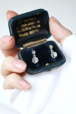 Art Deco Dormeuse Earrings diamonds 0.70 Ct in platinum