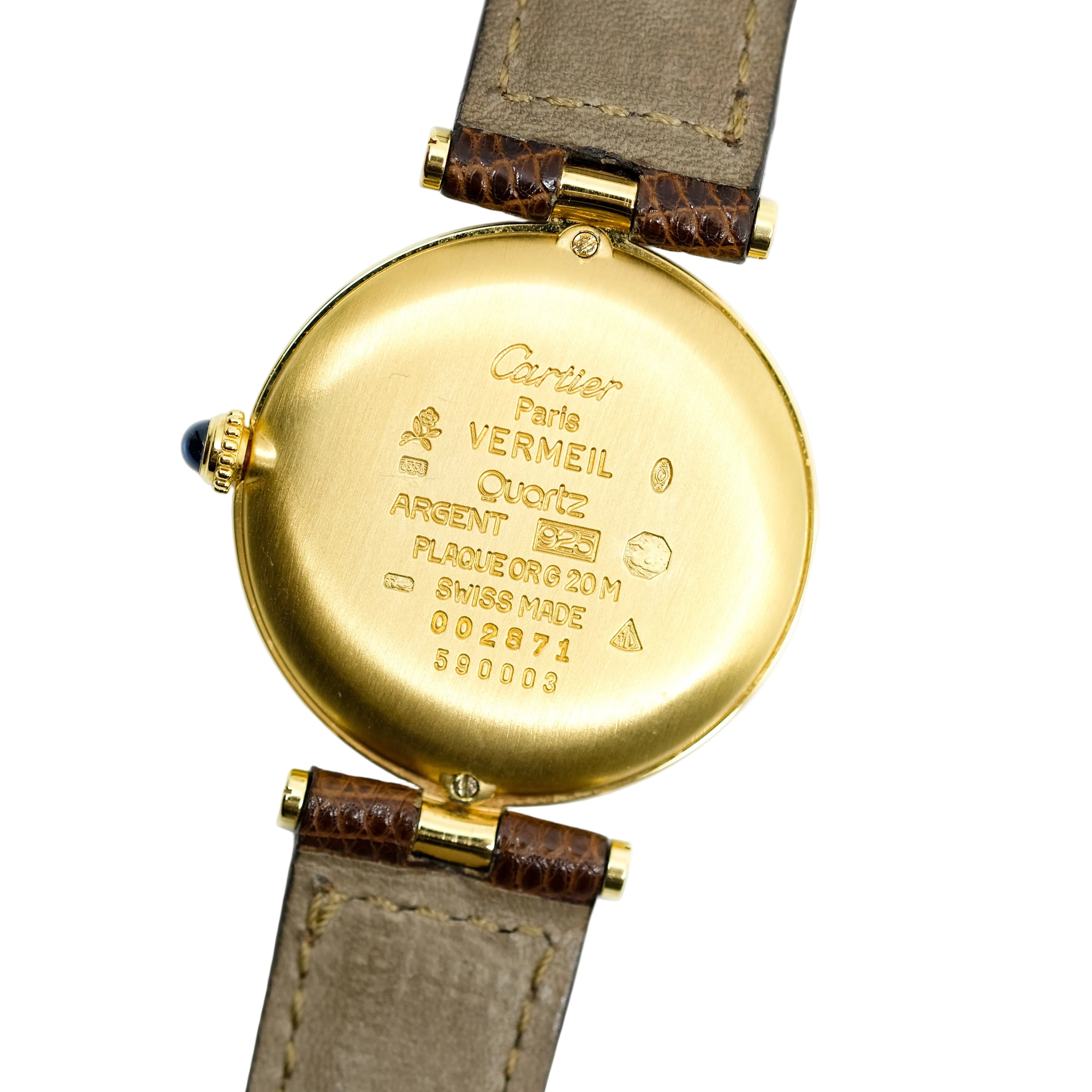 Montre CARTIER "Vendôme Must" en or blanc, or jaune, or rose et cuir