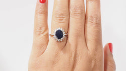 White gold, sapphire and diamond ring 