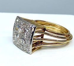 Ring in yellow gold, white gold and diamonds