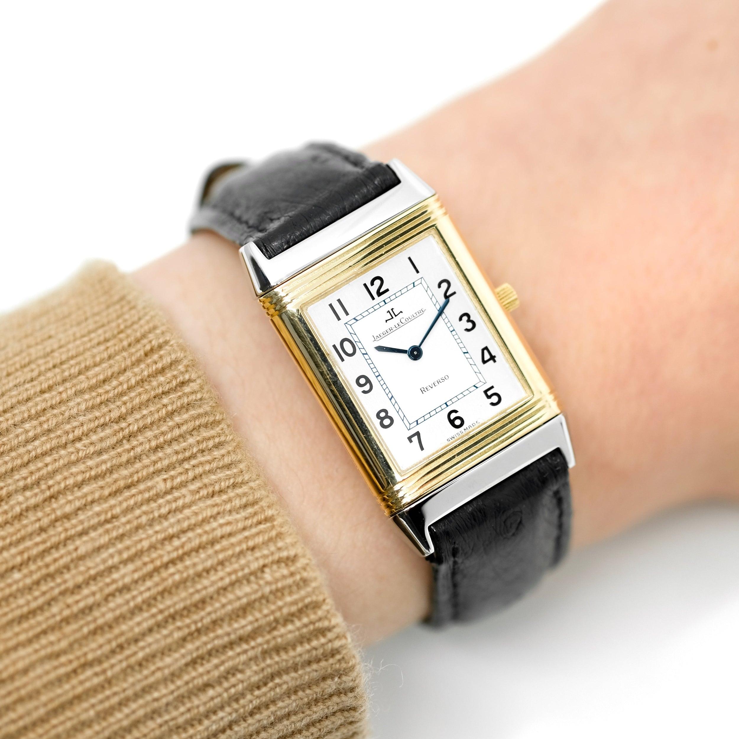 Montre JAEGER-LECOULTRE Reverso grand modèle en or jaune et acier