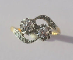 Bague Toi et Moi en or jaune et platine