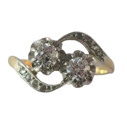 Bague Toi et Moi en or jaune et platine