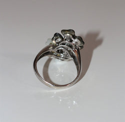 Bague Double Fleur nacre et diamants