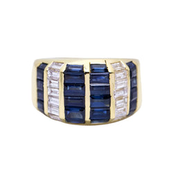 Bague en or blanc avec saphirs baguettes d'occasion