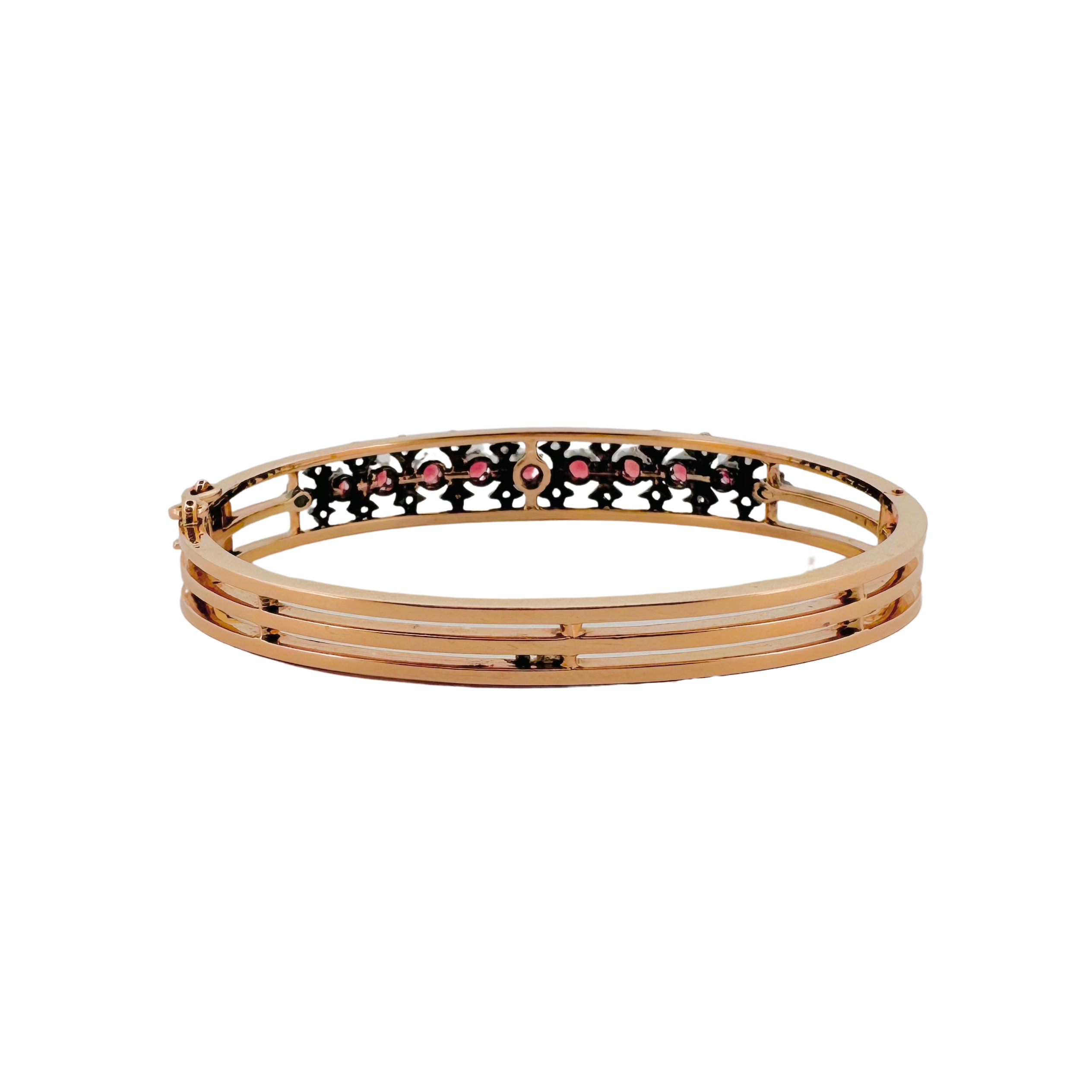 Bracelet Jonc en or rose, argent, tourmaline et diamants