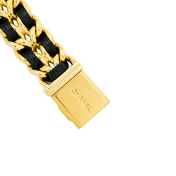 Montre CHANEL "Première" en plaqué or, cuir et saphir