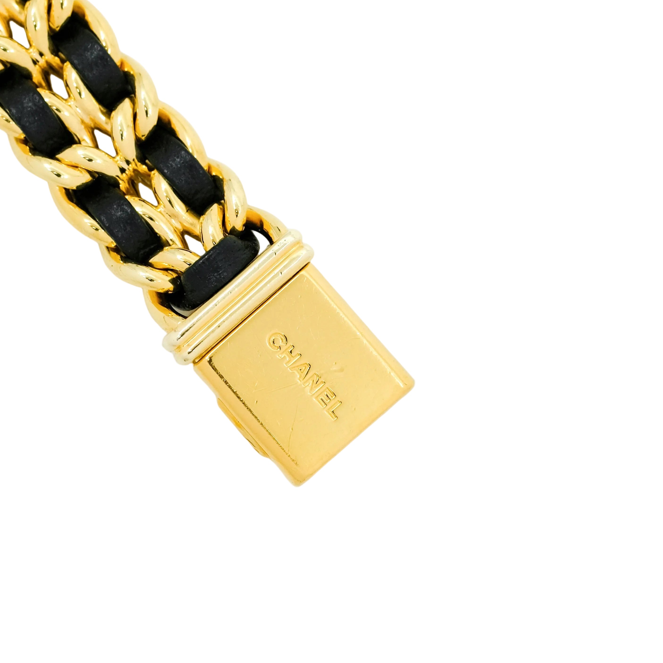 Montre CHANEL "Première" en plaqué or, cuir et saphir