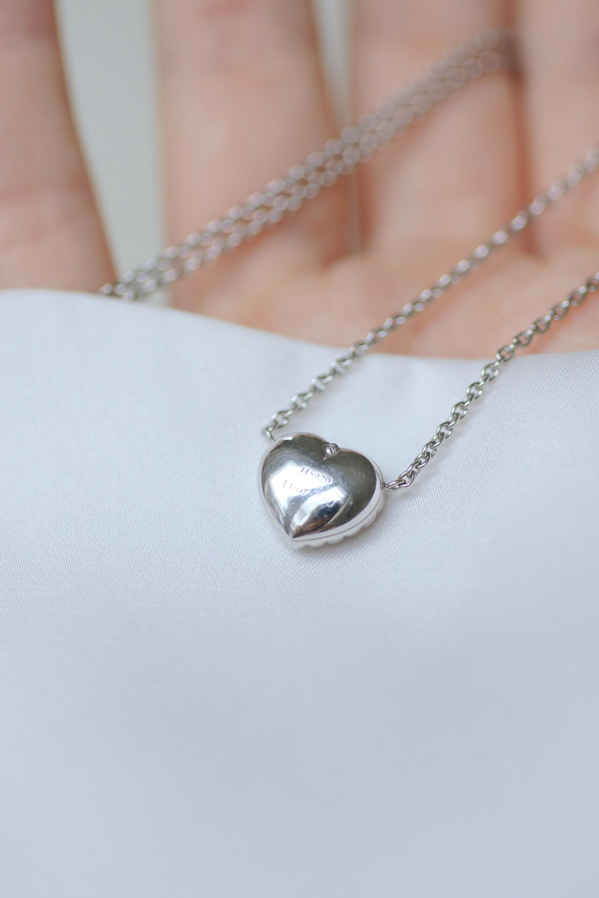 Collier Dior Happy Birth Coeur Opale et Diamants sur Or Blanc