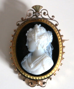 Broche Camée Sur Onyx Napoléon III