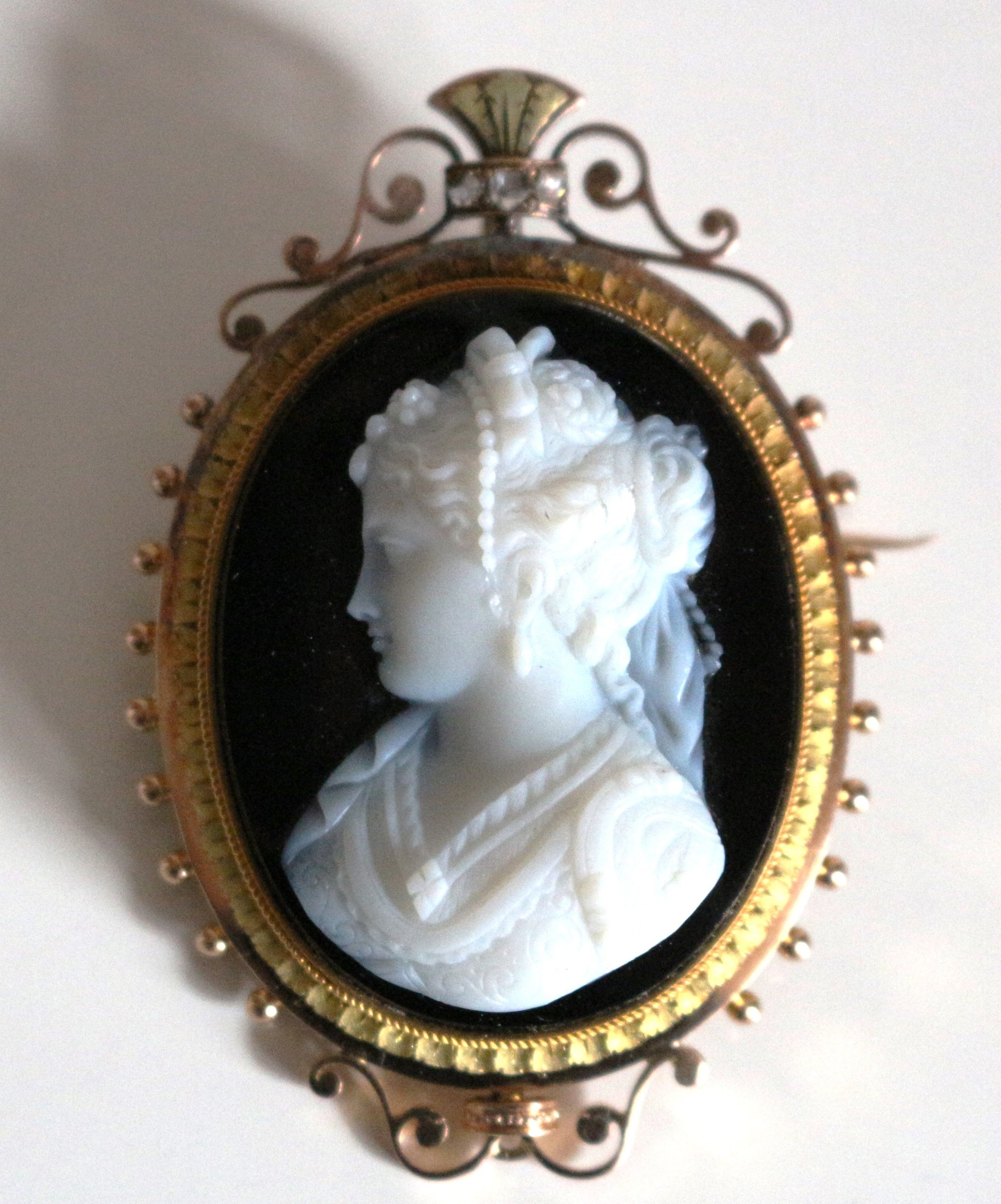 Broche Camée Sur Onyx Napoléon III